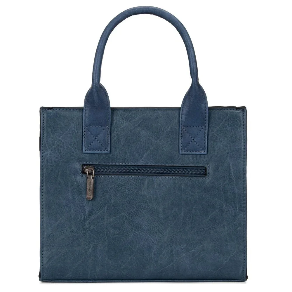 NWT Wrangler Tote Bag, Designer Satchel Handbag, Top-handle, Strap, Denim Blue - Picture 2 of 4